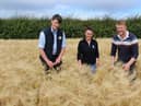 Chatting at the recent Carsehall Farm Open Day: l to r: ChristianMelly, Fane Valley; Chloe Kyle, Yara and Robert Alcorn, Limavady
