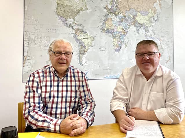 Declan McAleer MLA with Dr Mike Johnson, Chief Executive of the Dairy Council for NI.