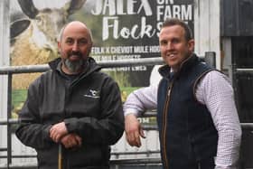 Auctioneer James Little chats to James Alexander as they discuss plans for the forthcoming  Annual on-farm Jalex Flock gimmer sale which is set to take place on Wednesday evening 3rd August at 7pm sharp