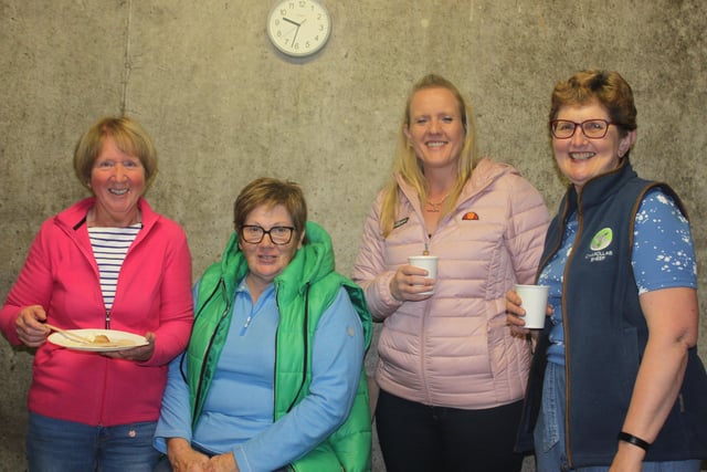 Taking a break are Host Liz Mawhinney with Rosemary McAlister, Susan Goudy and Charollais Chairperson Sheila Malcomson.
