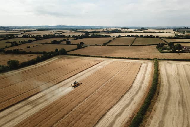 British farmland at harvest time