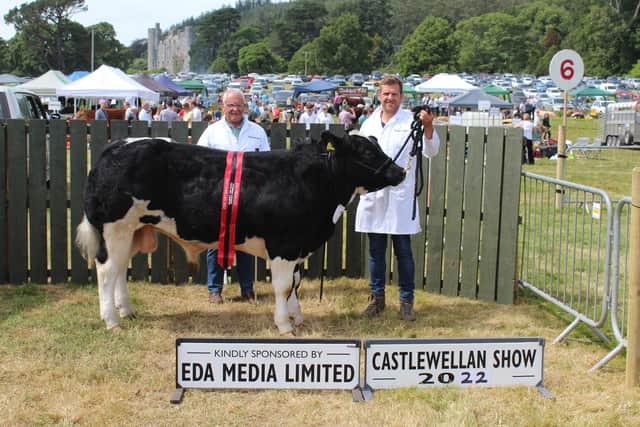 The Inter Breed Young Bull Champion at Castlewellan Show 2022 with
winning connections Jim and James Sloan, from Kilkeel