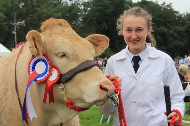 Molly Bradley, Armagh, with her British Blonde champion at the Randox Antrim Show. Picture: Julie Hazelton