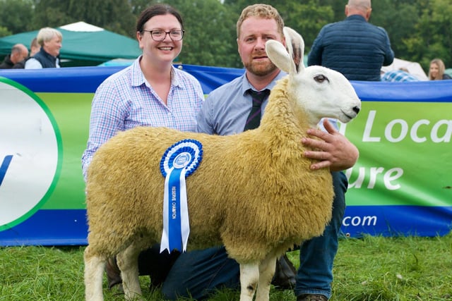 Joanne McFarlane exhibited the reserve Border Leicester champion at the Randox Antrim Show. Picture: Bo Davidson.