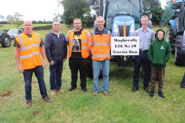 The organisers of the tractor run at Magherally (from left) Kyle Herdman, William McCracken, Andrew Grafton, Mark McCracken, Sam and Joseph McCracken