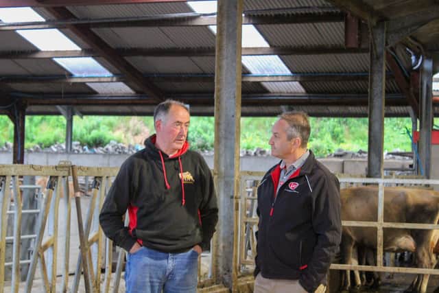 Jim Irwin, Lely Center Eglish, sponsor chats to Ashley Fleming, Seaforde, host of the final qualifying evening