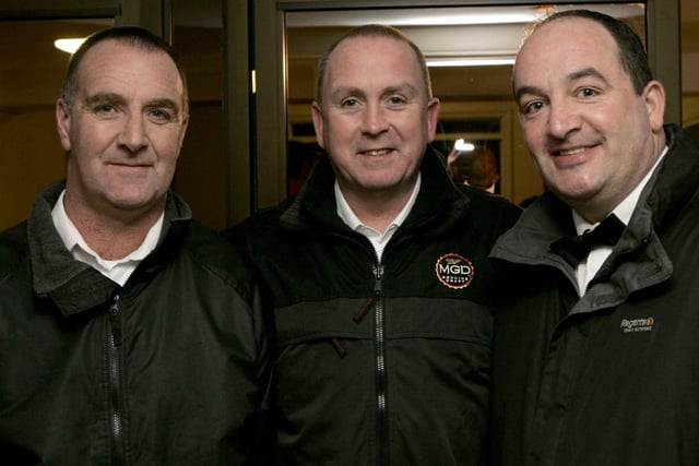 Owen McKay, Alan Steele and Trevor Evangelista pictured at the Kilrea YFC Boxing Night Disco held at Burberrys Portrush. Pic Steven McAuley/Kevin McAuley Photography Multimedia