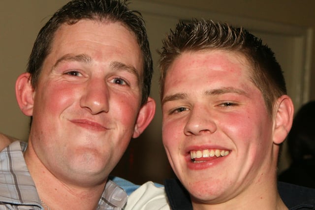 Stephen O'Kane and Geoff McNeill pictured at Garvagh YFC disco in the Imperial Hotel, Garvagh. Pic Kevin McAuley