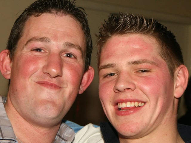 Stephen O'Kane and Geoff McNeill pictured at Garvagh YFC disco in the Imperial Hotel, Garvagh. Pic Kevin McAuley