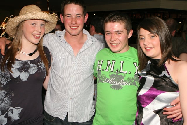 Danielle Black, William Cochrane, Samantha Mairs and Dave McNaugher pictured at Garvagh YFC disco in the Imperial Hotel, Garvagh. Pic Kevin McAuley