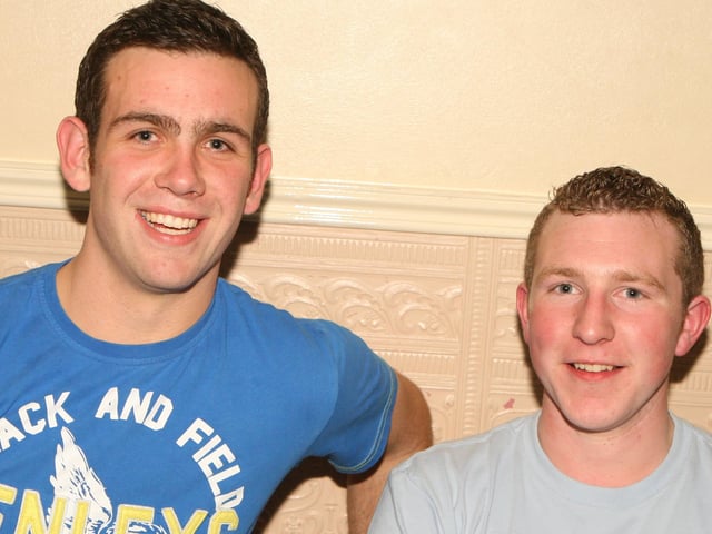 Willaim Haslett and Alfie Clyde pictured at Garvagh YFC disco in the Imperial Hotel, Garvagh. Pic Kevin McAuley