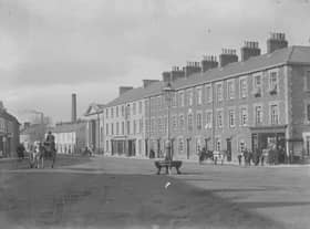 Bridge Street showing First Presbyterian Church, Portadown, Co Armagh. NLI Ref: EAS_0093. Picture: National Library of Ireland