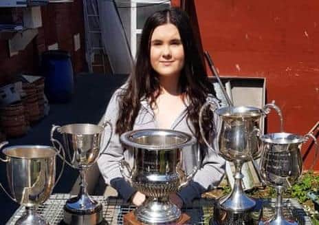 Keelie Wright from the Lurgan Social with hew awards collected in 2020.