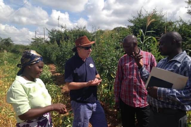 Denis Lynn visiting Christian Aid projects in Kenya in May 2015.