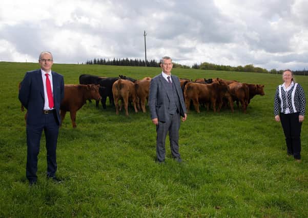 Minister Poots is pictured with Martin McKendry, College Director CAFRE and Elizabeth Magowan, Director of Sustainable Agri-Food Sciences Division, AFBI