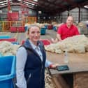 Jayne Harkness-Bones from Crumlin, Co Antrim who completed her Level 2 Agriculture Business Operations course in sheep production at Greenmount Campus in March 2021 pictured at her place of work at Ulster Wool in Muckamore.