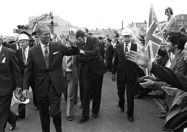 Duke of Edinburgh visiting Harland and Wolff during the Jubilee visit in July 1977. Picture: Pacemaker