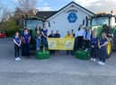 Seskinore YFC committee members pictured with James Anderson, Marie Curie Cancer Care in the run up to Seskinore YFC’s charity tractor run on Sunday 30 May 2021