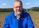 Iain Johnston, CAFRE Crops Adviser, examines the spring bean crop at CAFRE Greenmount Campus.