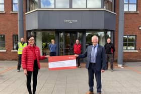 Moore Concrete managing director Wilbert Moore presents a cheque for £1448.80 to Kerry Anderson; Head of Fundraising at Air Ambulance
Northern Ireland