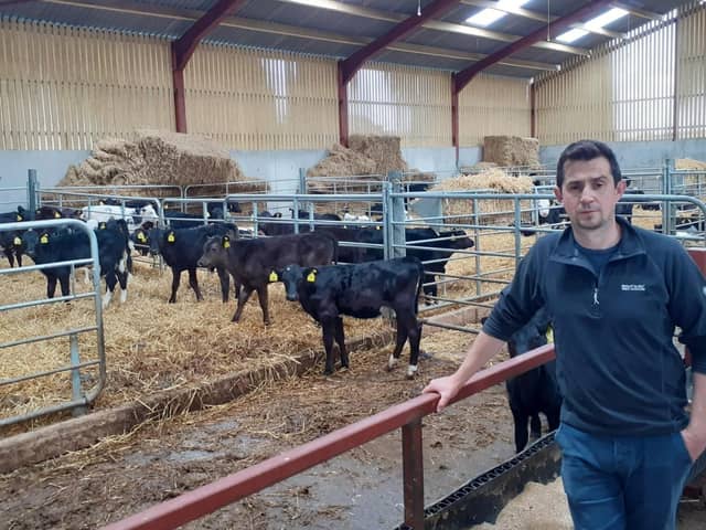 Stephen Maguire from Maguiresbridge , Co Fermanagh, one of the Beef Grassland Management Technology Demonstration Farmers, pictured in his new calf house