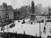 9th March 1966:  During the 50th anniversary year of the 1916 Easter Rising the Irish Army remove the remainder of Nelson's Pillar in the centre of O'Connell Street, Dublin, after it was demolished by an explosion.  (Photo by Keystone/Getty Images)
