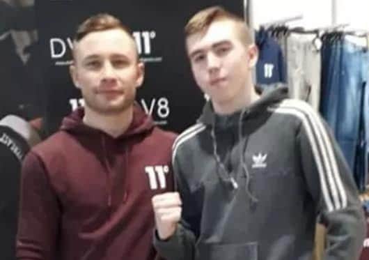 DJ Haughian (17) pictured with boxer Carl Framton, has been diagnosed with ALL (Acute Lymphoblastic Leukaemia).