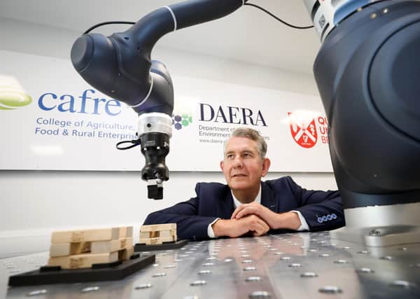 Press Eye - Belfast - Northern Ireland - 30th June 2021 - 

DAERA Minister Edwin Poots MLA launches
DAERA's Robotics and Automation Pilot Project - a collaboration between CAFRE and the Northern Ireland Technology Centre (NITC) of Queen's University Belfast (QUB).

Photograph by Kelvin Boyes /  Press Eye.