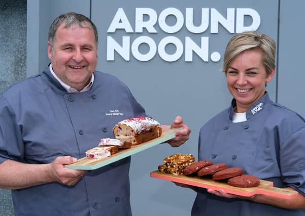 Steve Fogo, General Manager at Around Noon Bakery, pictured with Ciara Byrne, Head of NPD. (Photograph: Columba O'Hare/Newry.ie)