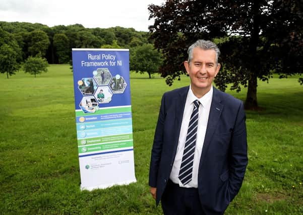 Rural Affairs Minister Edwin Poots MLA pictured visiting Ballyronan Marina on Lough Neagh and CAFRE's Loughry Campus as part of a day of events to launch the Rural Policy Framework consultation .
