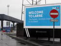 Signage at Larne Port. The DUP has rejected claims it is whipping up tensions over Irish Sea trade in an effort to get Brexit's contentious Northern Ireland Protocol ditched. Physical inspections on goods entering Northern Ireland from Great Britain, which are required under the protocol, have been suspended amid threats and intimidation of staff. Picture date: Wednesday February 3, 2021.