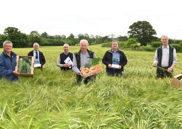 Pictured: (left to right, front row) Farmer Charlie Kilpatrick, UFU vegetable vice chair Roy Lyttle and facilitator Ian Duff. (L-R, back row) UFU deputy president William Irvine, UAS chair Bruce Steele, UFU seeds and cereals committee members David McElrea and Robert Moore.