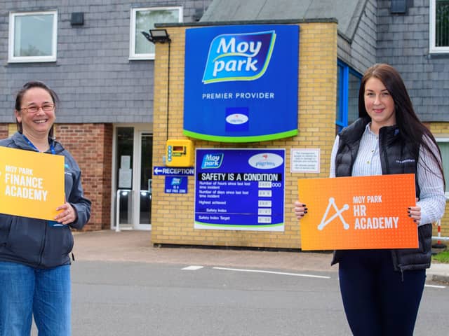 Moy Park, Grantham, Lincolnshire.

Moy Park Academy: 
May Park Finance Academy - Siyka Stancheva (finance assistant), left.
Moy Park HR Academy - Armante Teberaite (HR assistant)


Picture: Chris Vaughan Photography for Morrow Communications
Date: May 28, 2021