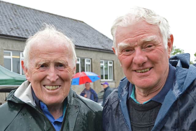 Organisers Robert Wallace and James White pictured at the Loanends Presbyterian Church vintage tractor and classic car road run.