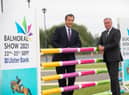 The 152nd Balmoral Show in partnership with Ulster Bank was launched at Balmoral Park on Wednesday 28th July 2021. Cormac McKervey, Senior Agriculture Manager, Ulster Bank joins Dr. Alan Crowe, Chief Executive, RUAS to mark the 8 week countdown to the Show.