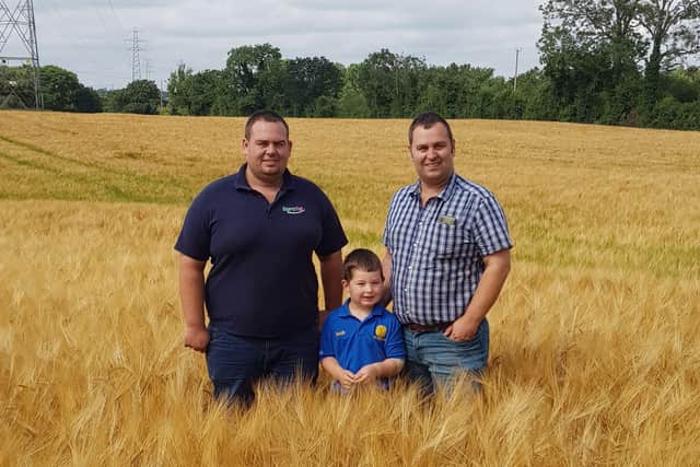 Spring Barley - Richard and Victor Hunniford (Hunniford Bros) with Victor's son Jacob
