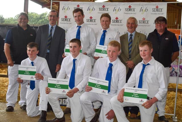 The Northern Ireland stockjudging team, Robert Stewart, Chris Heenan, James Patton, Ryan McKnight, Max Watson and Tom McKnight, were fourth at the Holstein Young. Breedersâ€TM National Competitions Day held in Shropshire. Included are sponsors Richard Mallett and David Gadd, Semex; Holstein UK president John Jamieson, and immediate past president Robert Clare.