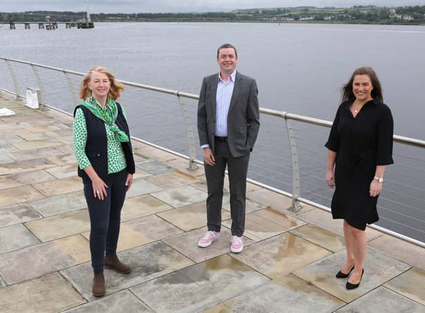 Entrepreneur Shirley Palmer pictured with John Ferris and Gabi Burnside from Ulster Bank.