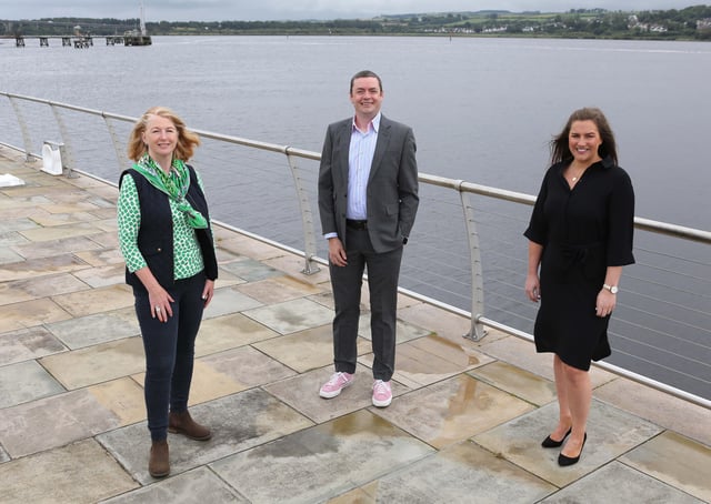 Entrepreneur Shirley Palmer pictured with Ulster Bank's John Ferris and Gabi Burnside.