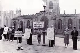 Members of CND hold a vigil and wreath laying, Sheffield, August 6th 1970, the 25th anniversary of the dropping of the first atom bomb on Hiroshima. Picture: Yorkshire Post archives
