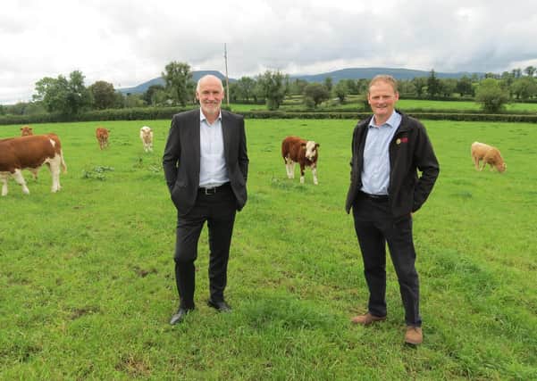 Northern Ireland’s fastest growing broadband provider, Fibrus has joined forces with Ulster Farmers’ Union to help further its campaign to revolutionise rural connectivity across the region, pictured are MD David Armstrong and the UFU’s David Brown