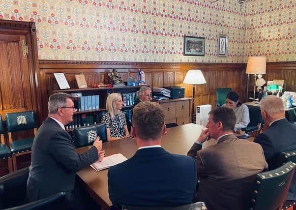 UFU representatives pictured during the meeting with Home Secretary Priti Patel and DUP MPs Sir Jeffrey Donaldson, Carla Lockhart, and Ian Paisley Jnr.