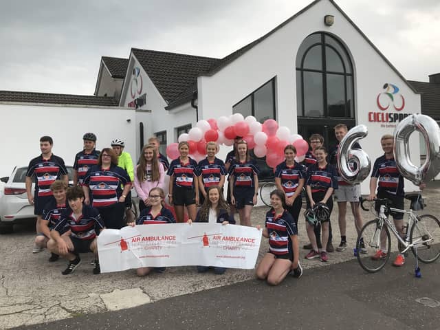 Moneymore YFC members who kick started their 60th anniversary year with undertaking the challenge of cycling the 60 kilometres from Moneymore to Portstewart and raised funds in aid of Air Ambulance NI