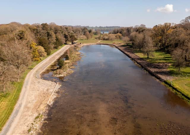 Drone picture of the canal at Castle Ward in 2021