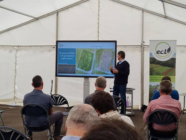 Dr Dario Fornara (AFBI) giving highlights from the 50 year old Long-Term Slurry Experiment