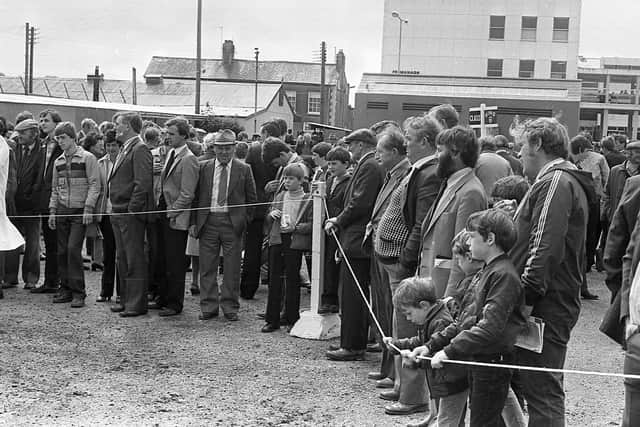 Viewing the judging of cattle from ringside at the Enniskillen (Fermanagh) Show in August 1982. Picture: Farming Life/News Letter archives