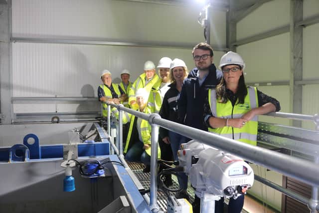 Team pictured inside the new filter building at Clay Lake (L-R) Bob Rowntree, Trevor Cousins, Aaron Vogan, Martin Gillen (all NI Water) Amy Black Arup, Dymphna Gallagher, Joe Murnion and Roisin McDade from NI Water.