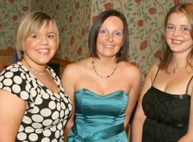 Racheal Campbell, Alison McDowell and Stephanie Fulton pictured at the Finvoy YFC dinner at the Royal Court Hotel in Portrush. Pic Kevin McAuley