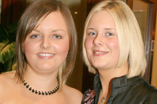 Gillian Hunter and Laura Douds pictured at the Finvoy YFC dinner at the Royal Court Hotel in Portrush. Pic Kevin McAuley