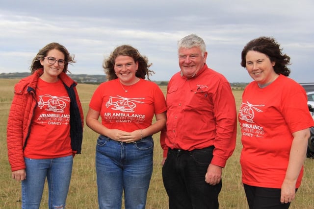 Over £650 was raised for Air Ambulance NI at the NI Aberdeen Angus Club’s Open Day in Tyrella. Pictured from left, Nikola Achtelik, Aoibheann Morgan, John Morgan and Anne Marie Murnion. Picture: Julie Hazelton